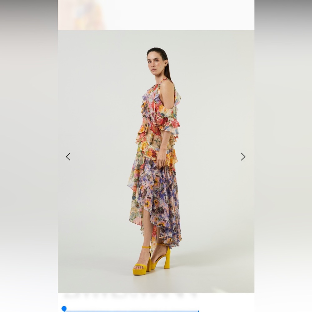 ZIMMERMANN ASYMMETRICAL SILK DRESS MULTI/ORANGE